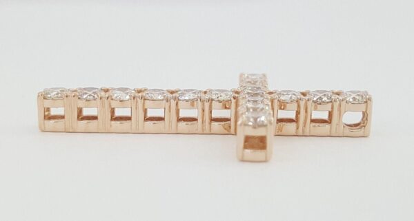 Round Brilliant Cut Diamond 2.72 ct Cross Pendant 14K Rose Gold 1.5"