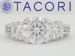 Tacori Platinum 3-Stone Diamond 1.6 ct Semi-Mount Engagement Ring Rtl 14,990