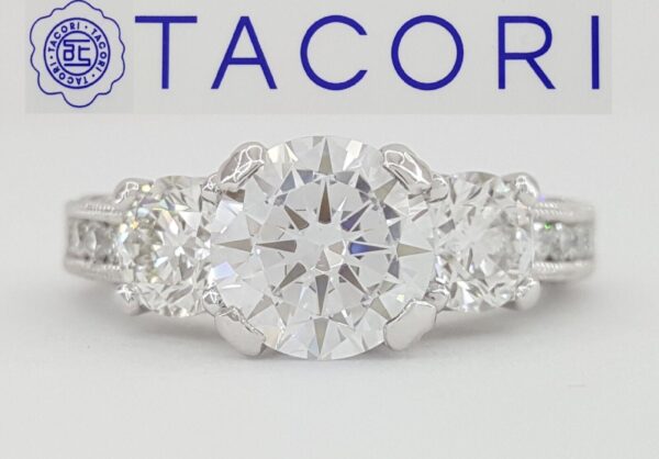 Tacori Platinum 3-Stone Diamond 1.6 ct Semi-Mount Engagement Ring Rtl 14,990