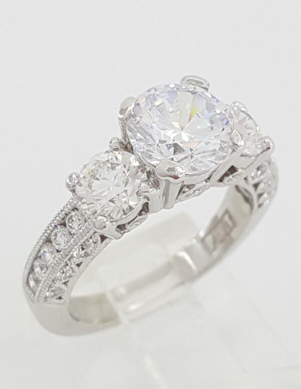 Tacori Platinum 3-Stone Diamond 1.6 ct Semi-Mount Engagement Ring Rtl 14,990