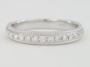 Round Diamond Channel Set 0.3 ct Wedding Band Ring 14k White Gold Milgrain Edge