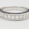Round Diamond 1 ct 14k White Gold Wedding Ring Euro Shank 3 Row Black & White