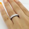 Round Diamond 1 ct 14k White Gold Wedding Ring Euro Shank 3 Row Black & White