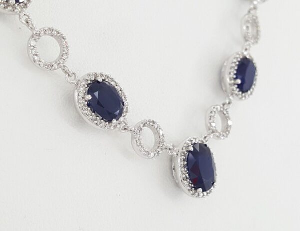 Effy Natural Oval Sapphire & Round Diamonds 10 ct 14k White Gold Halo Necklace