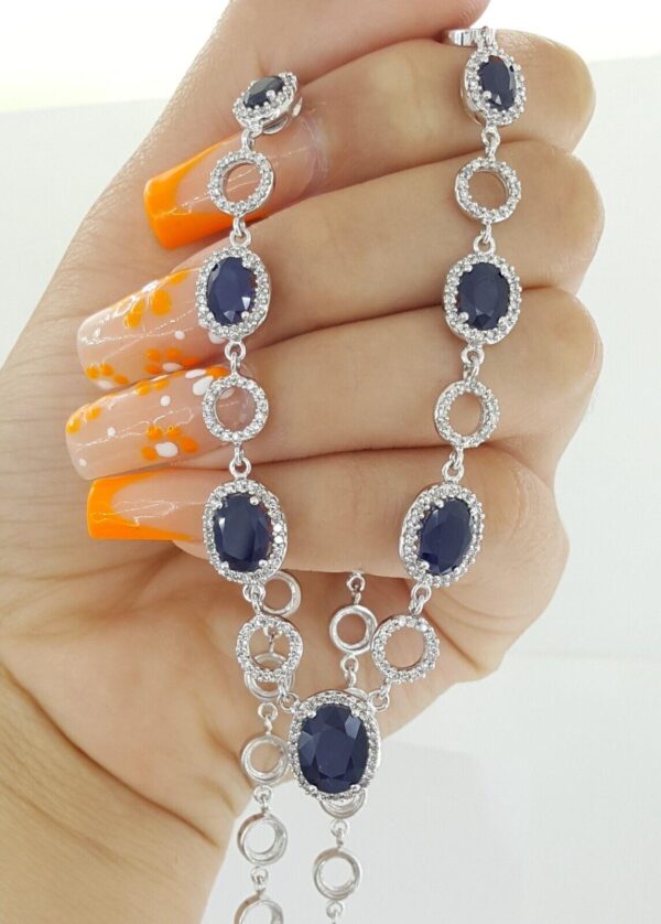 Effy Natural Oval Sapphire & Round Diamonds 10 ct 14k White Gold Halo Necklace