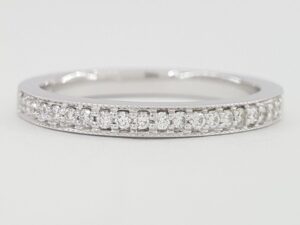 Half Circle Round Diamond 0.20 ct Pave Wedding Band 2.2mm 14k White Gold