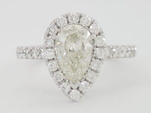 Pear Brilliant Diamond 1.48 ct Halo Engagement Ring 14k White Gold Rtl 8K