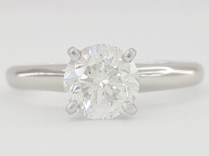 Round Brilliant Diamond Solitaire 14k White Gold Engagement Ring 0.96 ct