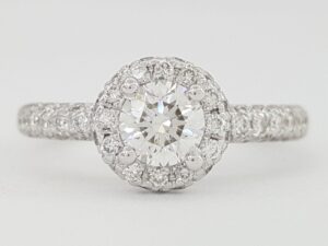 Round Brilliant Diamond 1.16 ct Halo Engagement Ring 14k White Gold Rtl 4995