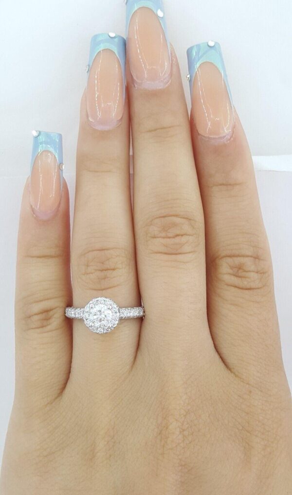 Round Brilliant Diamond 1.16 ct Halo Engagement Ring 14k White Gold Rtl 4995