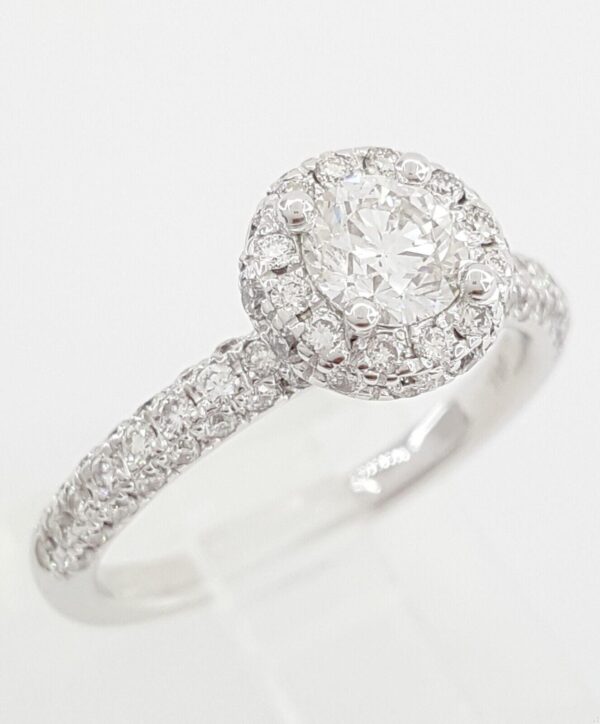 Round Brilliant Diamond 1.16 ct Halo Engagement Ring 14k White Gold Rtl 4995