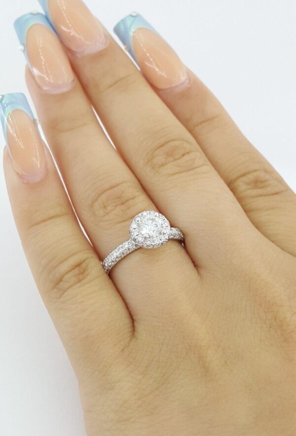 Round Brilliant Diamond 1.16 ct Halo Engagement Ring 14k White Gold Rtl 4995
