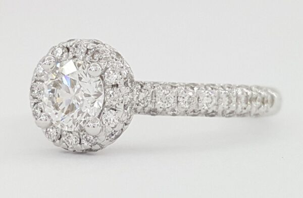 Round Brilliant Diamond 1.16 ct Halo Engagement Ring 14k White Gold Rtl 4995