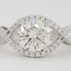 Round Diamond Crossover Engagement Ring 1.3 ct 14K White Gold Rtl 8,500