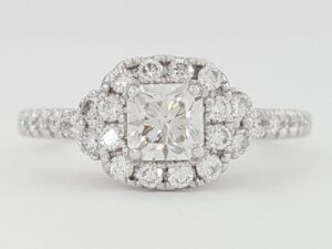 Canadian Radiant Cut Diamond Halo Engagement Ring 14K White Gold SI1 1 ct