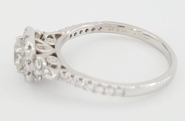 Canadian Radiant Cut Diamond Halo Engagement Ring 14K White Gold SI1 1 ct