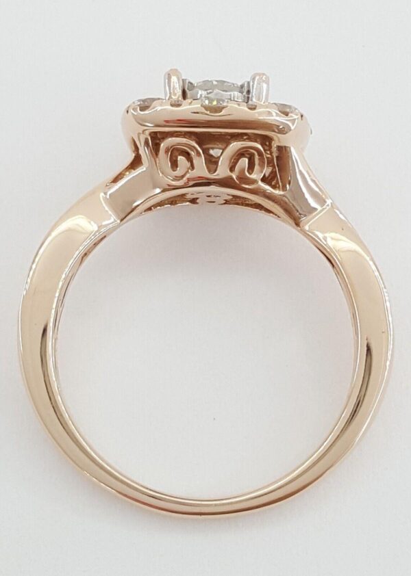 Round Diamond 0.95 ct Halo Crossover 14K Rose Gold Engagement Ring