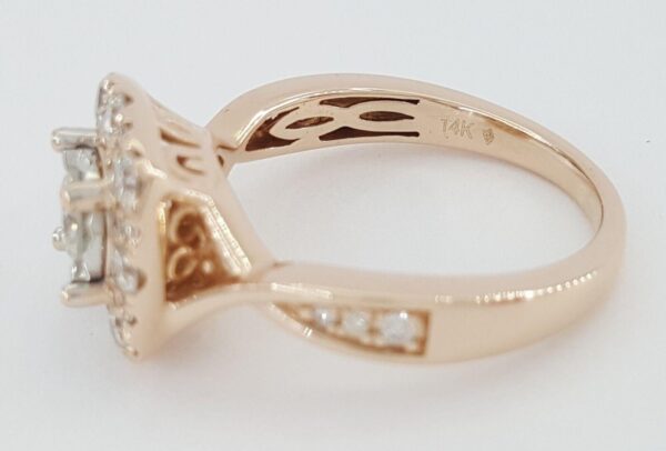 Round Diamond 0.95 ct Halo Crossover 14K Rose Gold Engagement Ring