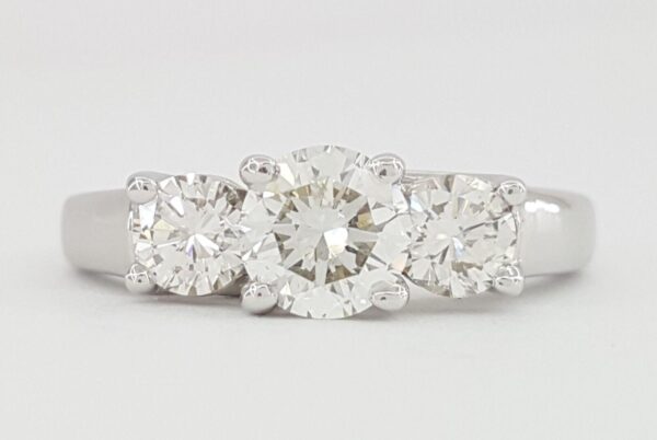 Round Brilliant Diamond 1 ct Three 3-Stone Platinum Engagement Ring