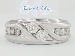 Ever Us Round Diamond Channel Set 14k White 1 ct Gold Wedding Anniversary Band