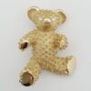 Vintage 14K Yellow Gold 0.06 ct Diamond Teddy Bear Brooch Pin 11.2 grams 35mm