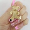 Vintage 14K Yellow Gold 0.06 ct Diamond Teddy Bear Brooch Pin 11.2 grams 35mm