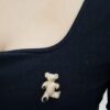 Vintage 14K Yellow Gold 0.06 ct Diamond Teddy Bear Brooch Pin 11.2 grams 35mm