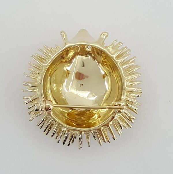 Vintage 14K Yellow Gold 0.06 ct Diamond Hedgehog Pin Brooch 13.5 grams 27mm