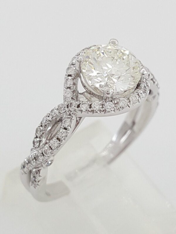 Verragio Round Brilliant Cut Halo Crossover 1.53 ct Diamond Engagement Ring 18K