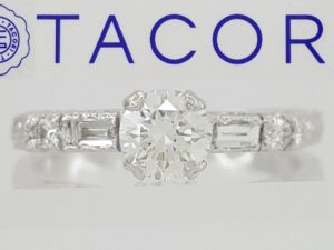 0.57 ct TACORI HT2222 Round Diamond Hand Engraved Platinum Engagement Ring GIA