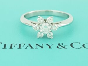 Tiffany & Co Flower Platinum 0.5 ct Round Brilliant Cut Diamond Ring Size 6