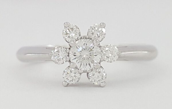 Tiffany & Co Flower Platinum 0.5 ct Round Brilliant Cut Diamond Ring Size 6