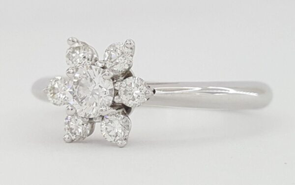 Tiffany & Co Flower Platinum 0.5 ct Round Brilliant Cut Diamond Ring Size 6