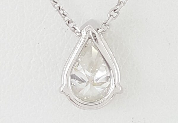 1 ct Pear Diamond Solitaire Pendant Necklace 14K White Gold GIA Adjustable 16-18