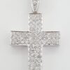 Round Brilliant Cut Diamond Cross Pendant 14k White Gold 1.76" 13 grams 2 ct