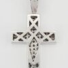 Round Brilliant Cut Diamond Cross Pendant 14k White Gold 1.76" 13 grams 2 ct