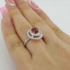 Oval Cut Ruby & Round Diamond Double Halo Engagement Ring 18k White Gold 1.9 ct