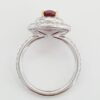 Oval Cut Ruby & Round Diamond Double Halo Engagement Ring 18k White Gold 1.9 ct