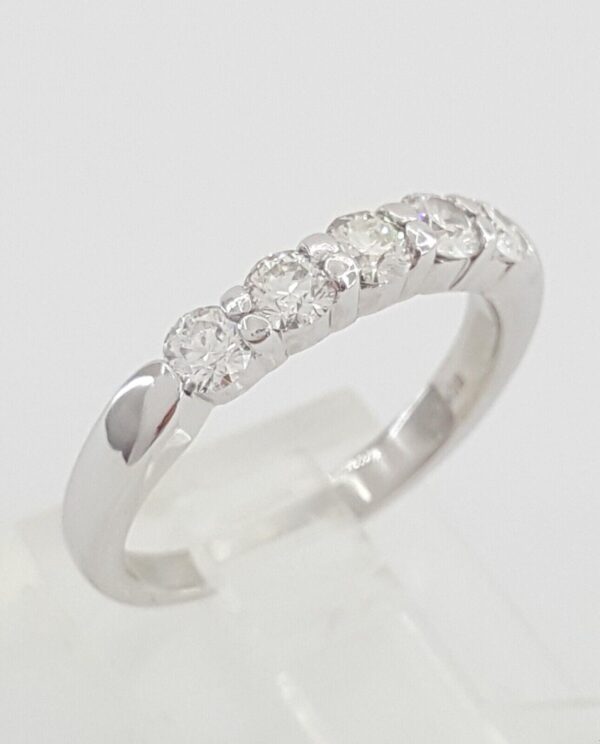 Round Brilliant Cut Diamond 5 Five Stone Wedding Band Ring in Platinum 0.55 ct