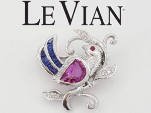 Le Vian LeVian 18K White Gold 2.09 ct Pink Sapphire Diamond Bird Brooch Pin