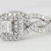 Vera Wang Love 1.33 ct Princess Diamond Double Halo Engagement Ring LEO Band Set