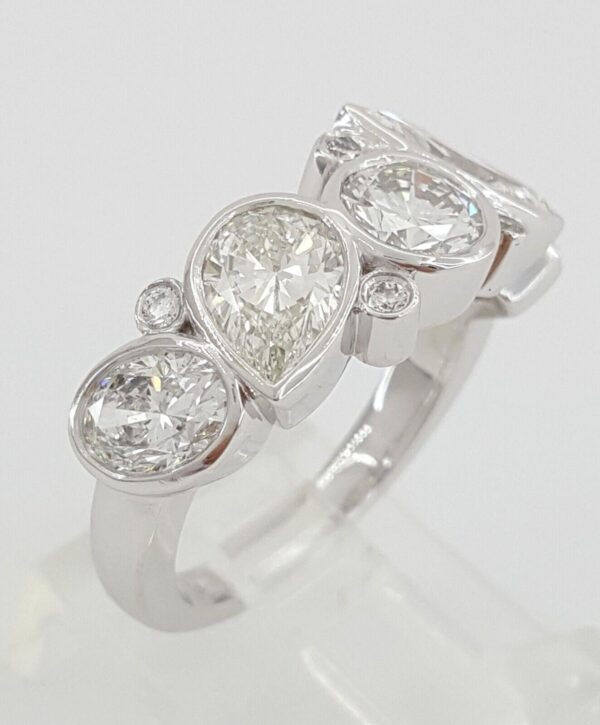 Radiant Marquise Round Pear Oval Diamond 5 Stone Bezel Ring PLAT 3.62 ct Rtl 15K