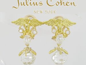 Vintage Julius Cohen 4.37 ct Briolette Diamond 18k Angel Drop Ear-Clip Earrings