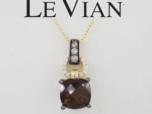 Le Vian ® 8mm Cushion Smoky Quartz & 1/8 ct Chocolate Diamond Pendant 14K Gold