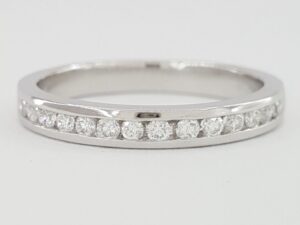 Round Cut Diamond Channel Set Half-Circle 0.23 ct Platinum Wedding Band Ring