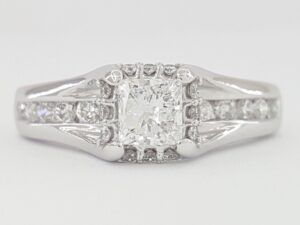 Princess Cut Diamond Halo Channel Set 1 ct 14k White Gold Engagement Ring