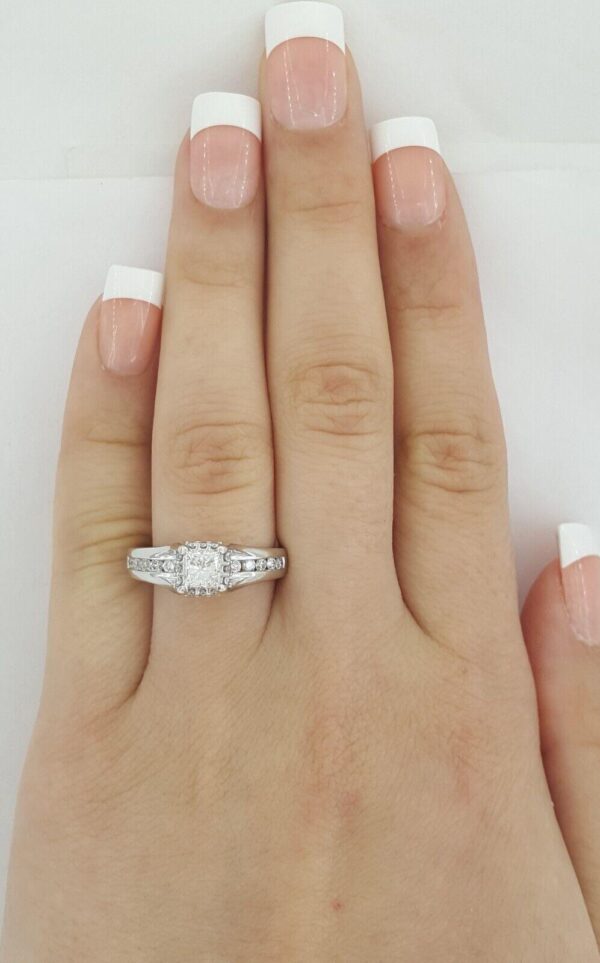 Princess Cut Diamond Halo Channel Set 1 ct 14k White Gold Engagement Ring