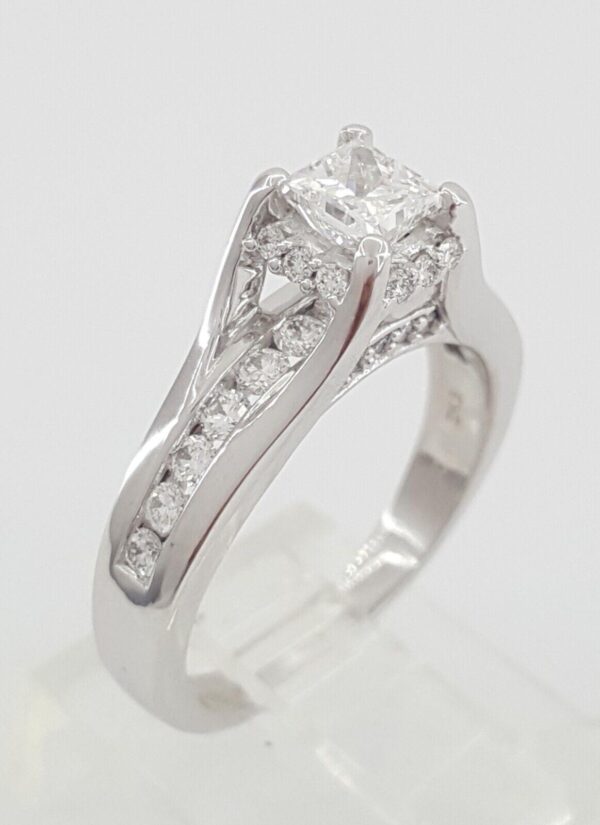 Princess Cut Diamond Halo Channel Set 1 ct 14k White Gold Engagement Ring