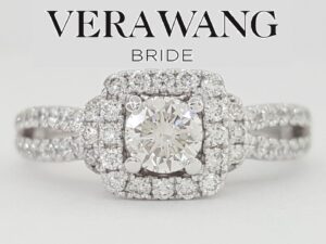 Vera Wang Love 1.03 ct Round Diamond Halo 14k Engagement Ring Retail 3,299