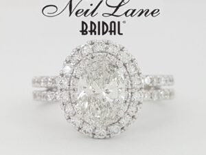 Neil Lane Oval Cut Double Halo Split-Shank 1.75 ct Engagement Ring 14k Rtl 9k